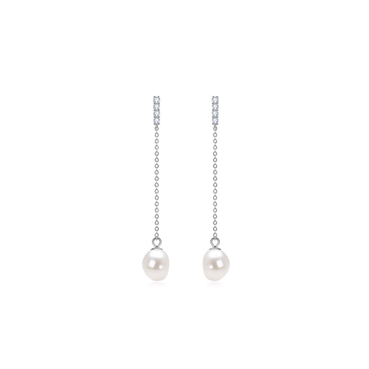 Freshwater Pearl Drop Earring-silver