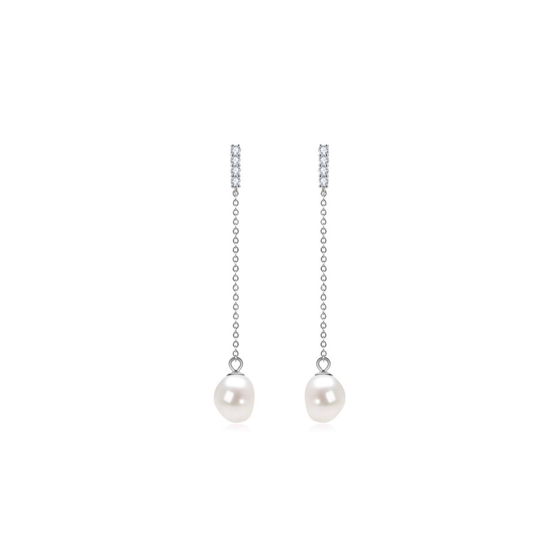 Freshwater Pearl Drop Earring-silver