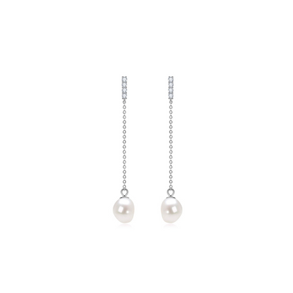 Freshwater Pearl Drop Earring-silver