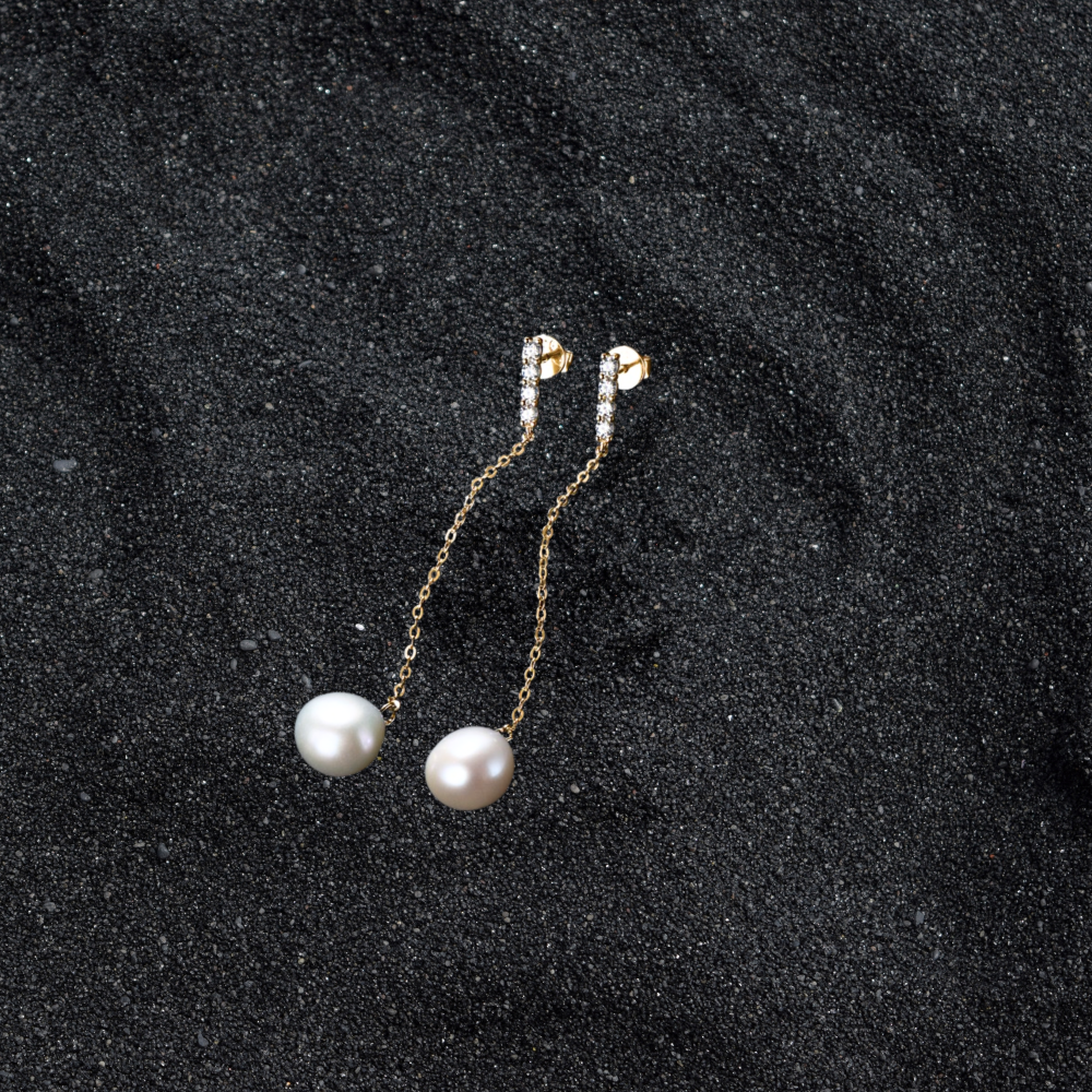 Freshwater Pearl Drop Earring-Gold