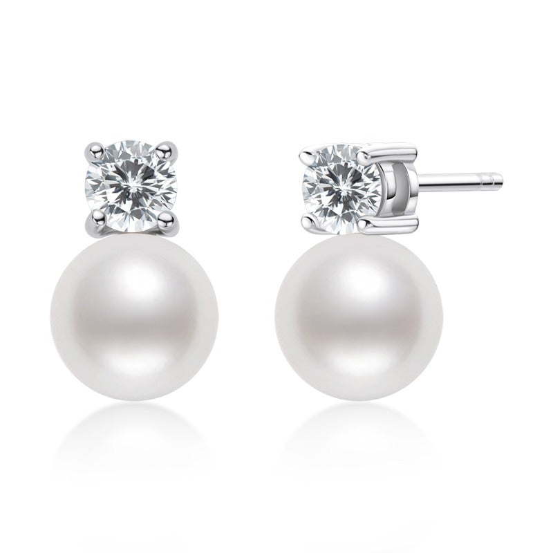 Luxury Elegant Sterling Silver Pearl Dangle Earrings - Women's Jewelry