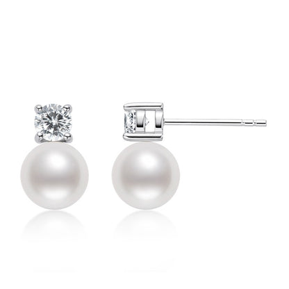 Luxury Elegant Sterling Silver Pearl Dangle Earrings - Women's Jewelry