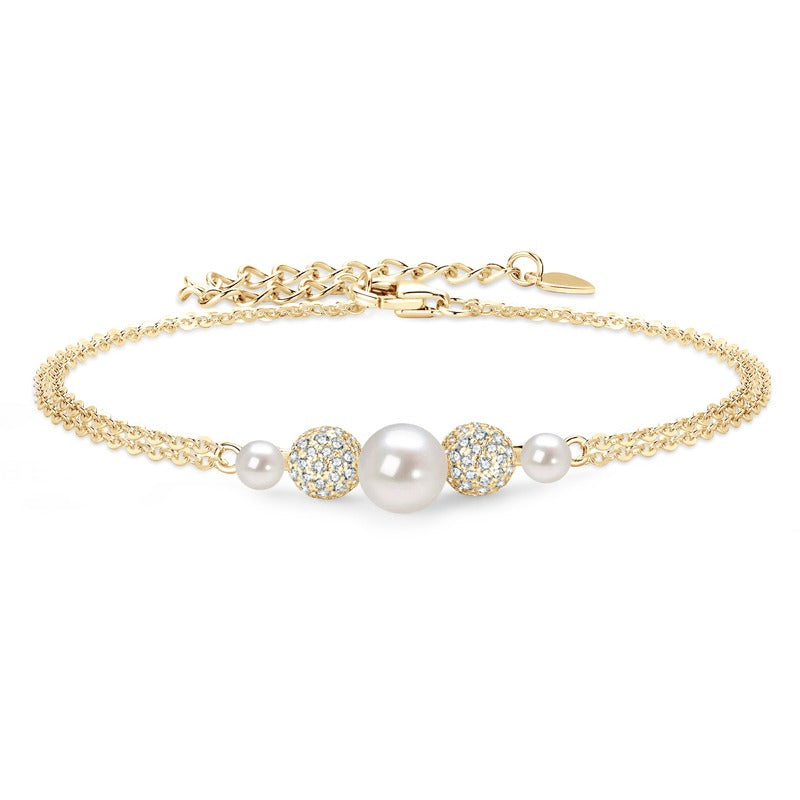 Elegant Pearl Charm Bracelet 