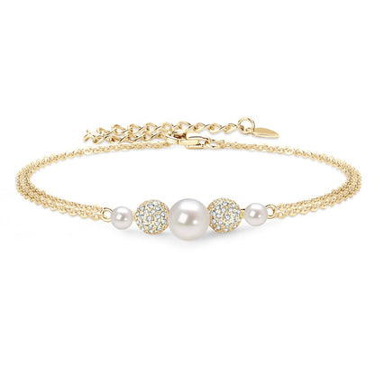 Elegant Pearl Charm Bracelet 