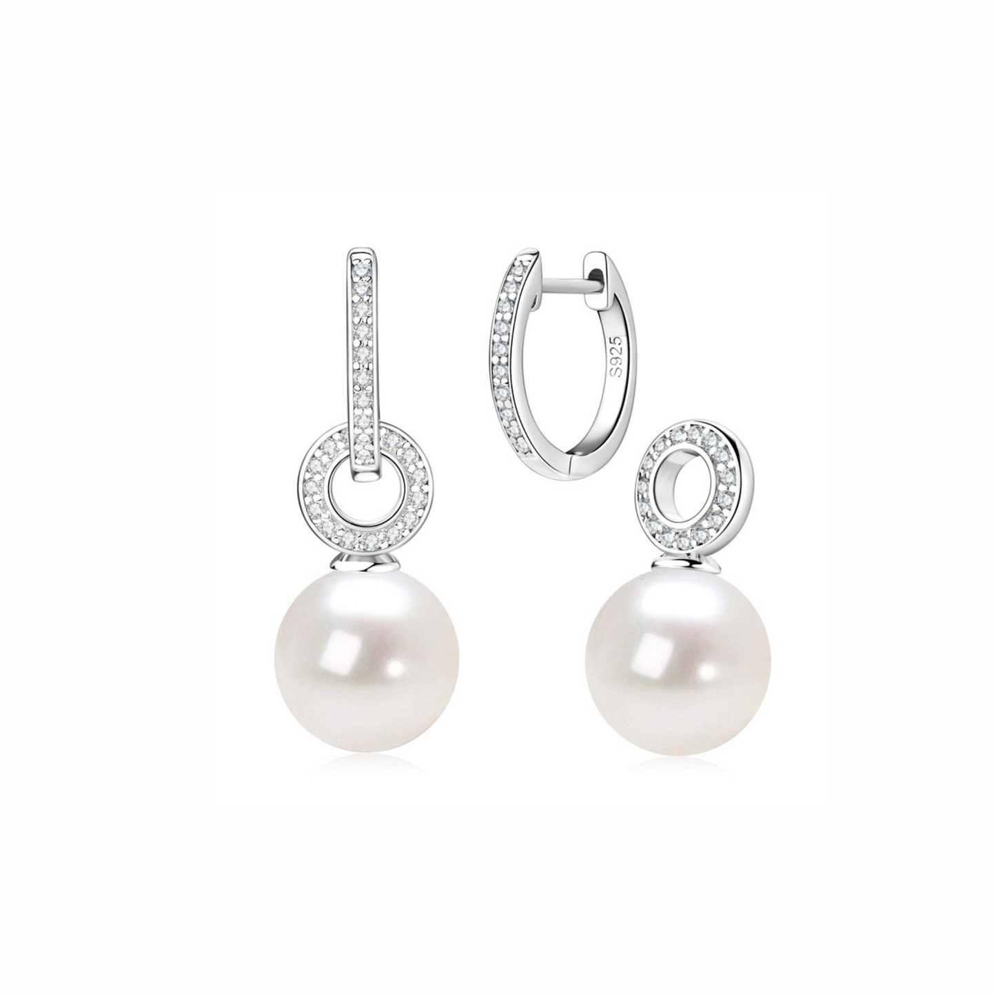 Sterling Silver Pearl Drop Earrings - Stud & Hoop