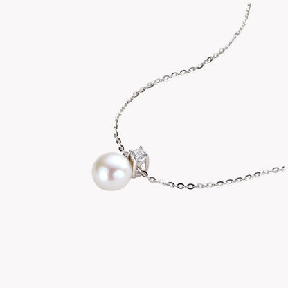 Women's 925 Sterling Silver Freshwater Pearl & Zircon Pendant Necklace