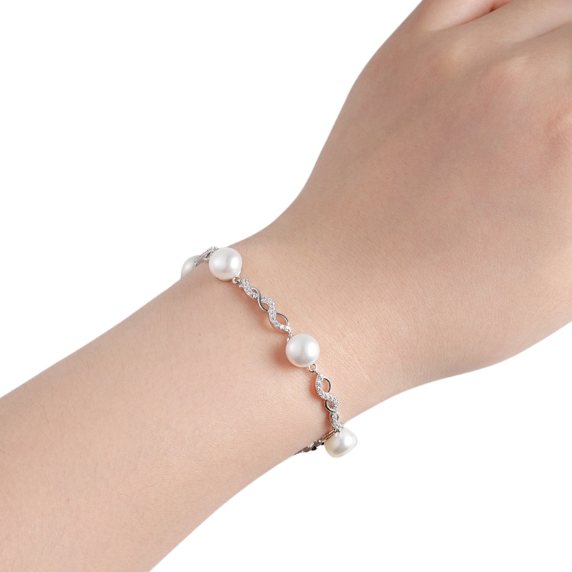 Women Luxury Elegant Sterling Silver Minimalist Dainty Pearl Bracelet