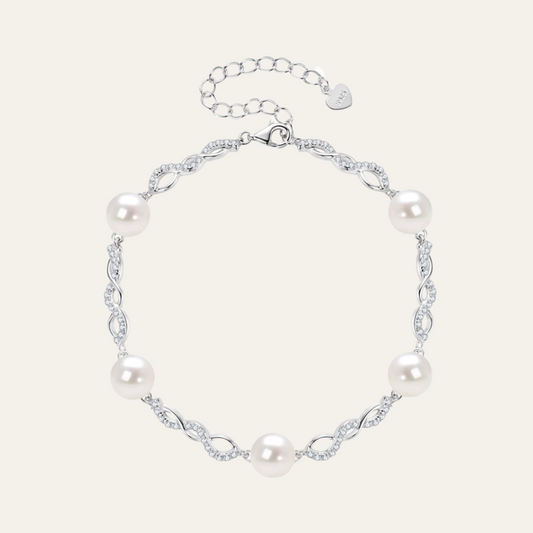 Elegant Sterling Silver Dainty Pearl Bracelet