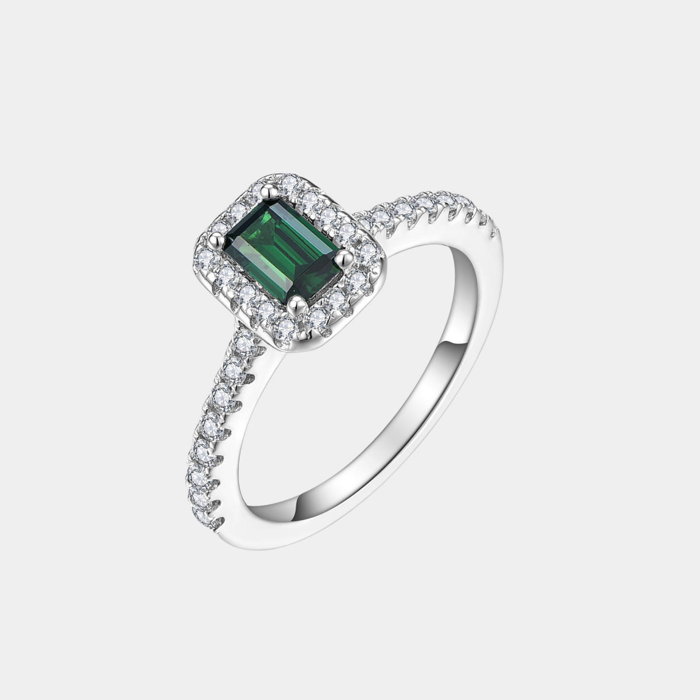 Luxury Sterling Silver Emerald Gemstone Ring - Women's Jewelry Gift