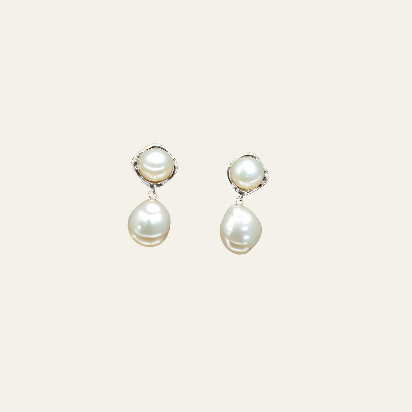 925 Sterling Silver Vintage Pearl Baroque Earrings - Women's Jewelry