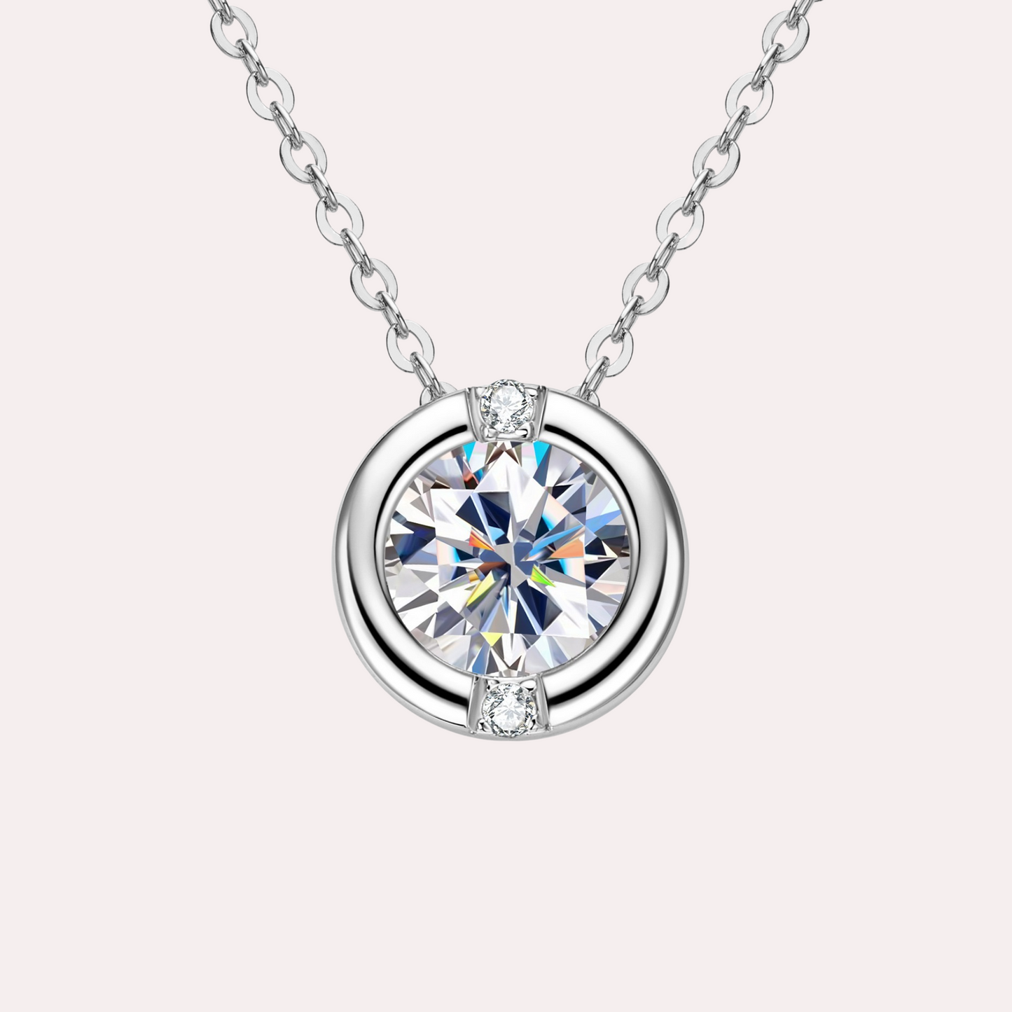 Classic Moissanite Solitaire Pendant Necklace in Silver