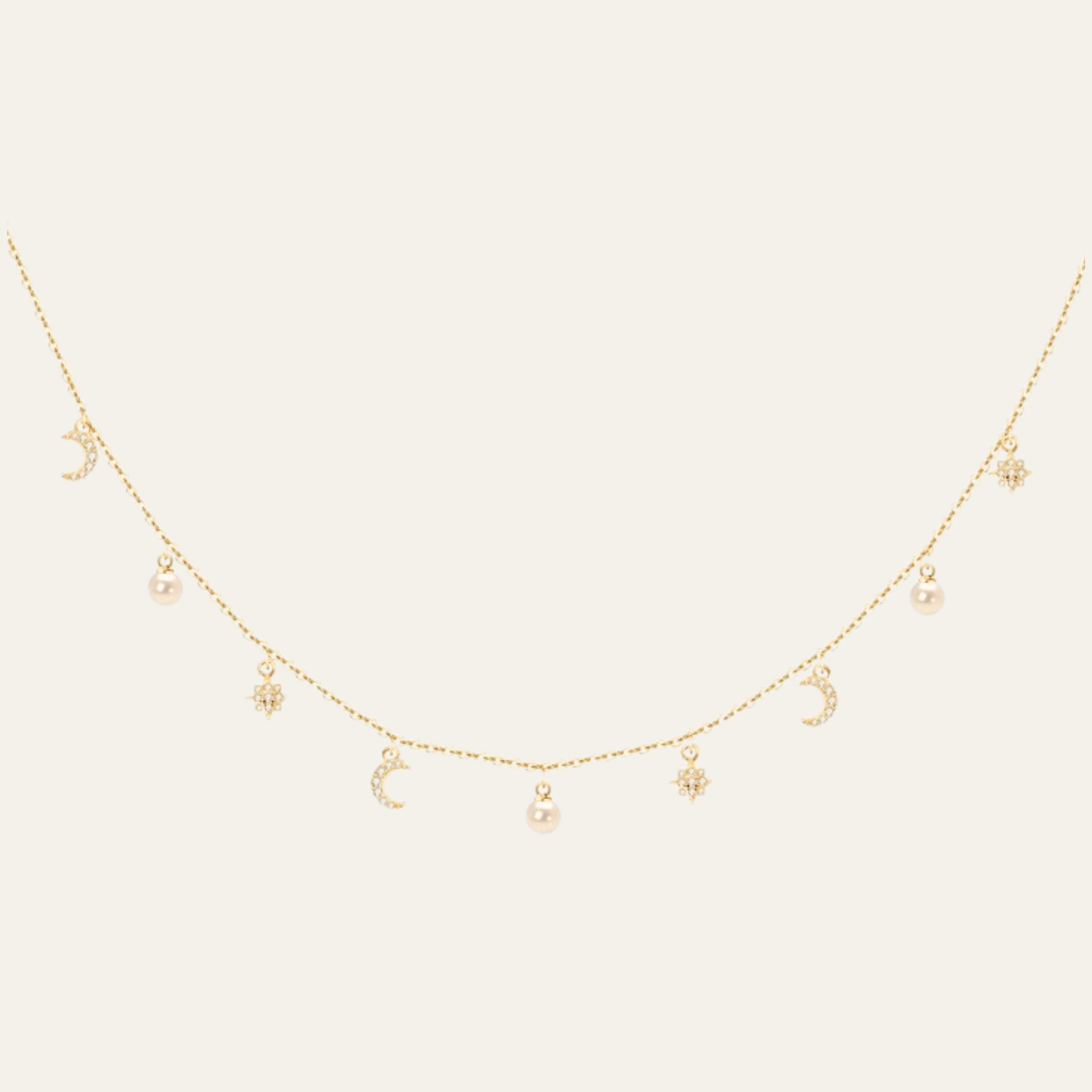 Luxury Sterling Silver Pearl Necklace with Celestial Charm