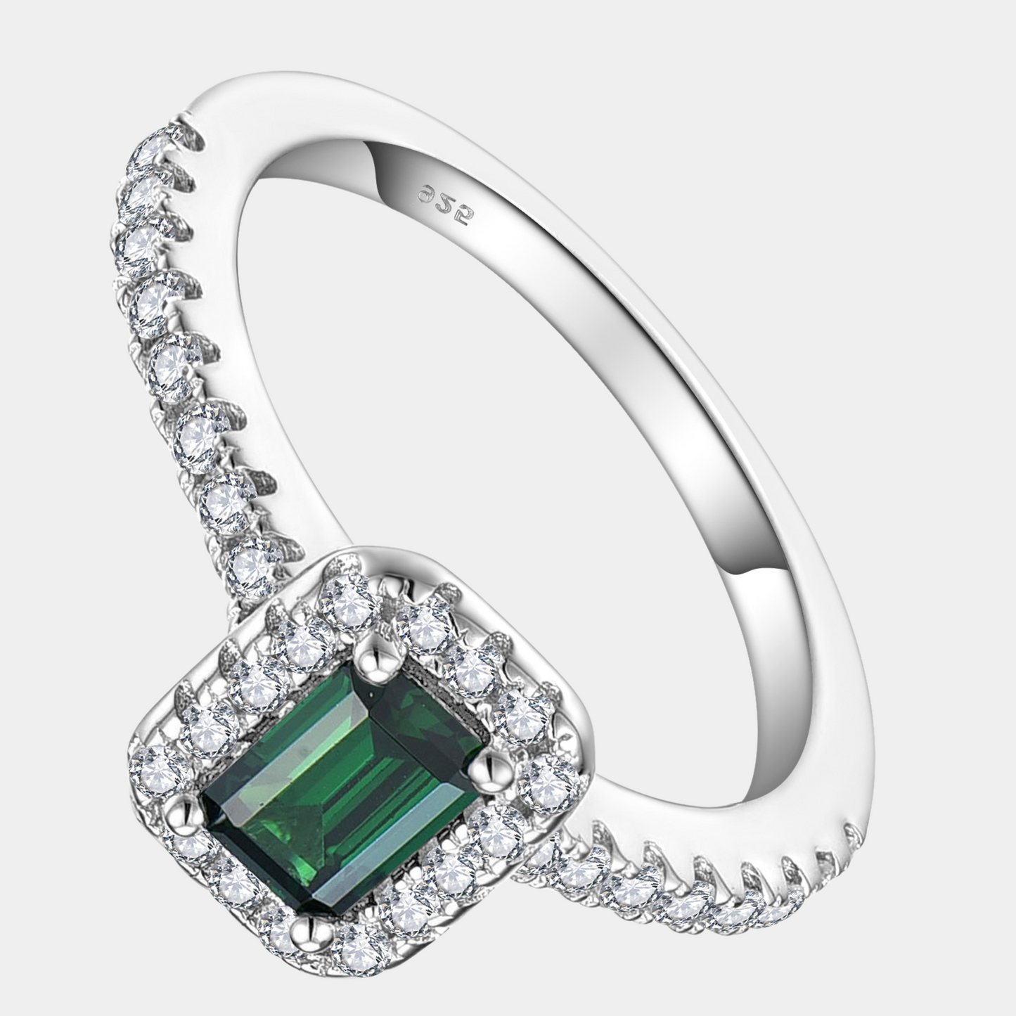 Luxury Sterling Silver Emerald Gemstone Ring - Women's Jewelry Gift