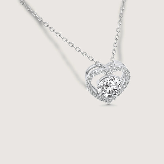 Moissanite Heart Pendant Necklace - Tahadi Jewellery