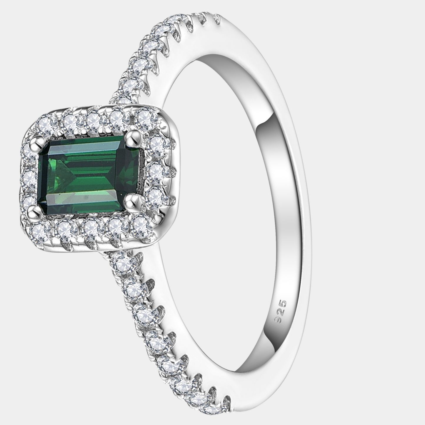 Luxury Sterling Silver Emerald Gemstone Ring - Women's Jewelry Gift